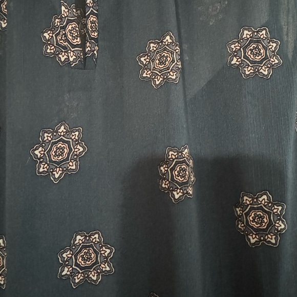 Loft Size: L Teal Medallion Print Sleeveless Dress - Picture 4 of 6